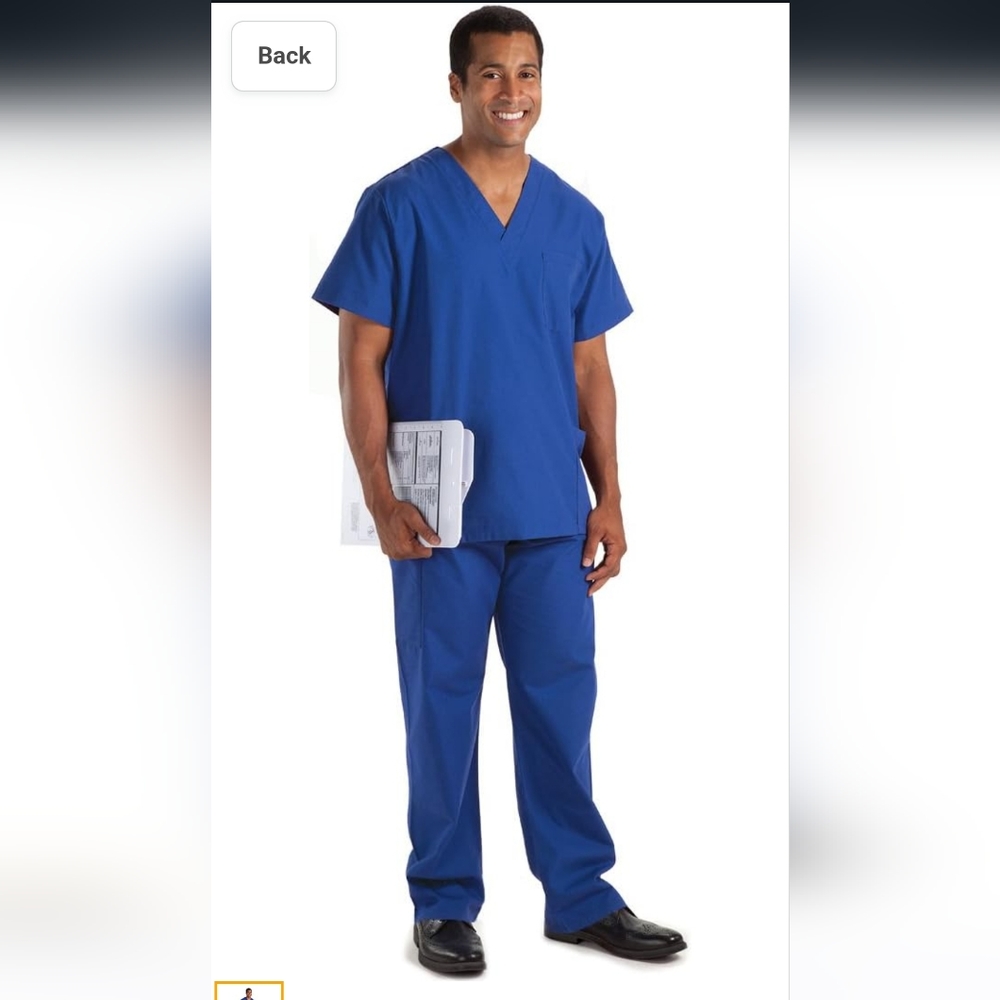 $5 SALE! 2PC BUNDLE set Prestige Unisex Scrub Top NWT royal blue